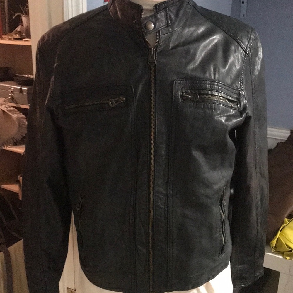 Cole haan Genuine leather bomber jacket size medium